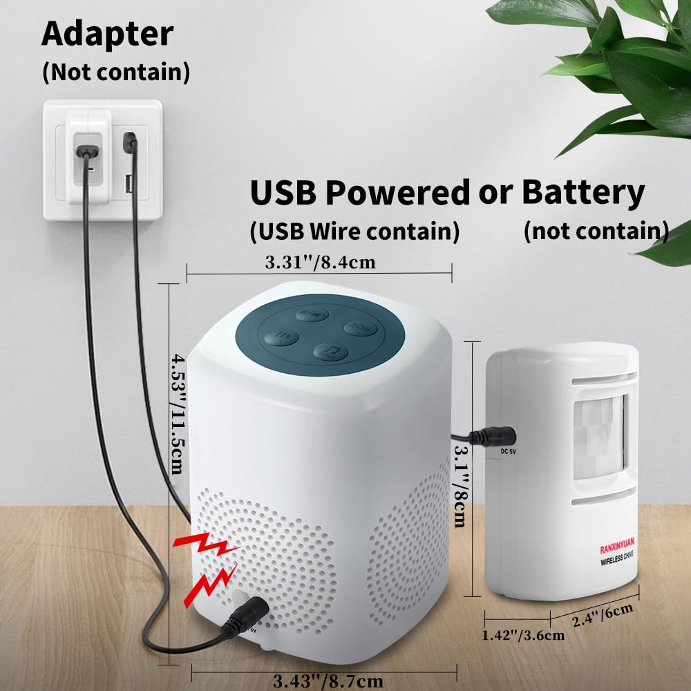 Receptor-alarma-externo con alimentación USB para uso continuo.