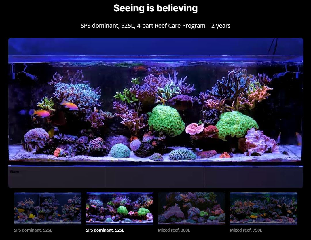 Red Sea dosis-4-partes-mezcla-nutrientes-coral: pensado para arrecifes mixtos.