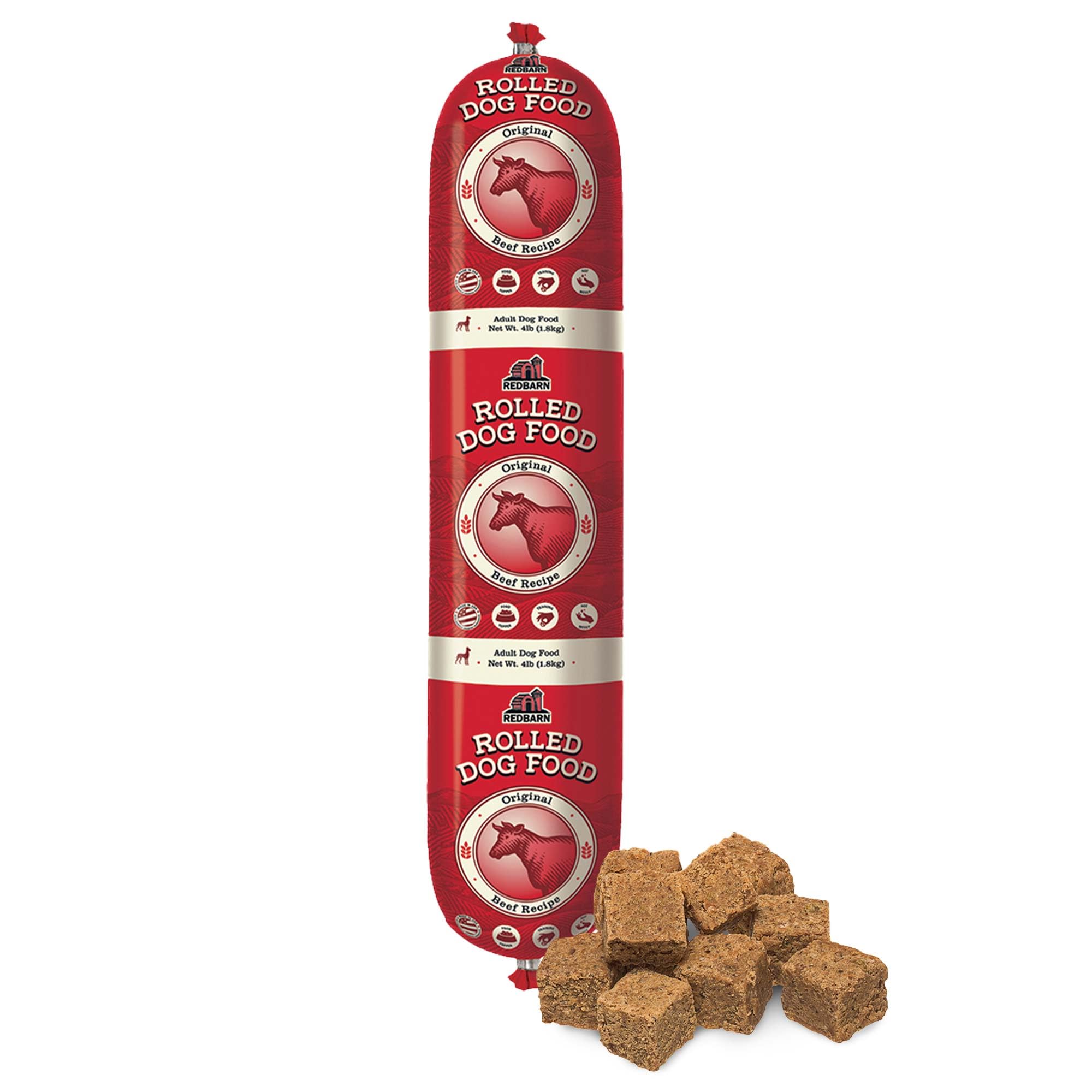 Redbarn aliento enrollado para perros: presentación del producto con alta proteína.