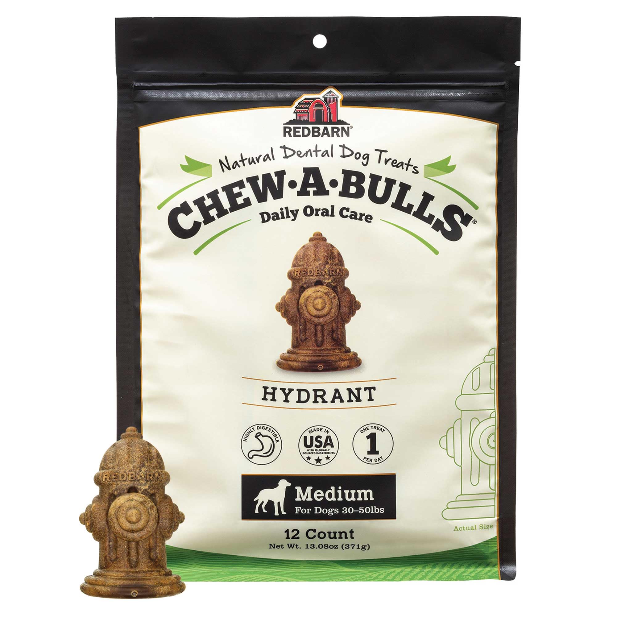 Redbarn Chew-A-Bulls, paquete de 12 unidades para limpieza dental diaria