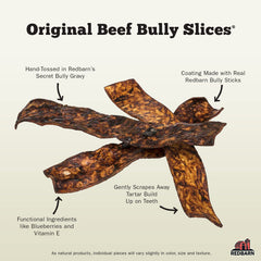Redbarn Naturals Bully Slices con salsa Bully sobre las rebanadas para perros.