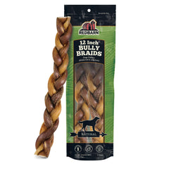 redbarn palitos trenzados de res, 12 pulgadas, masticación prolongada para perros activos.