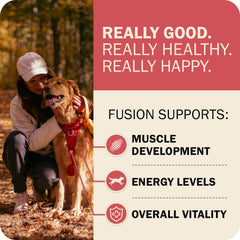 Redbarn Powerfood Fusion ingredientes principales visibles para una nutrición clara.