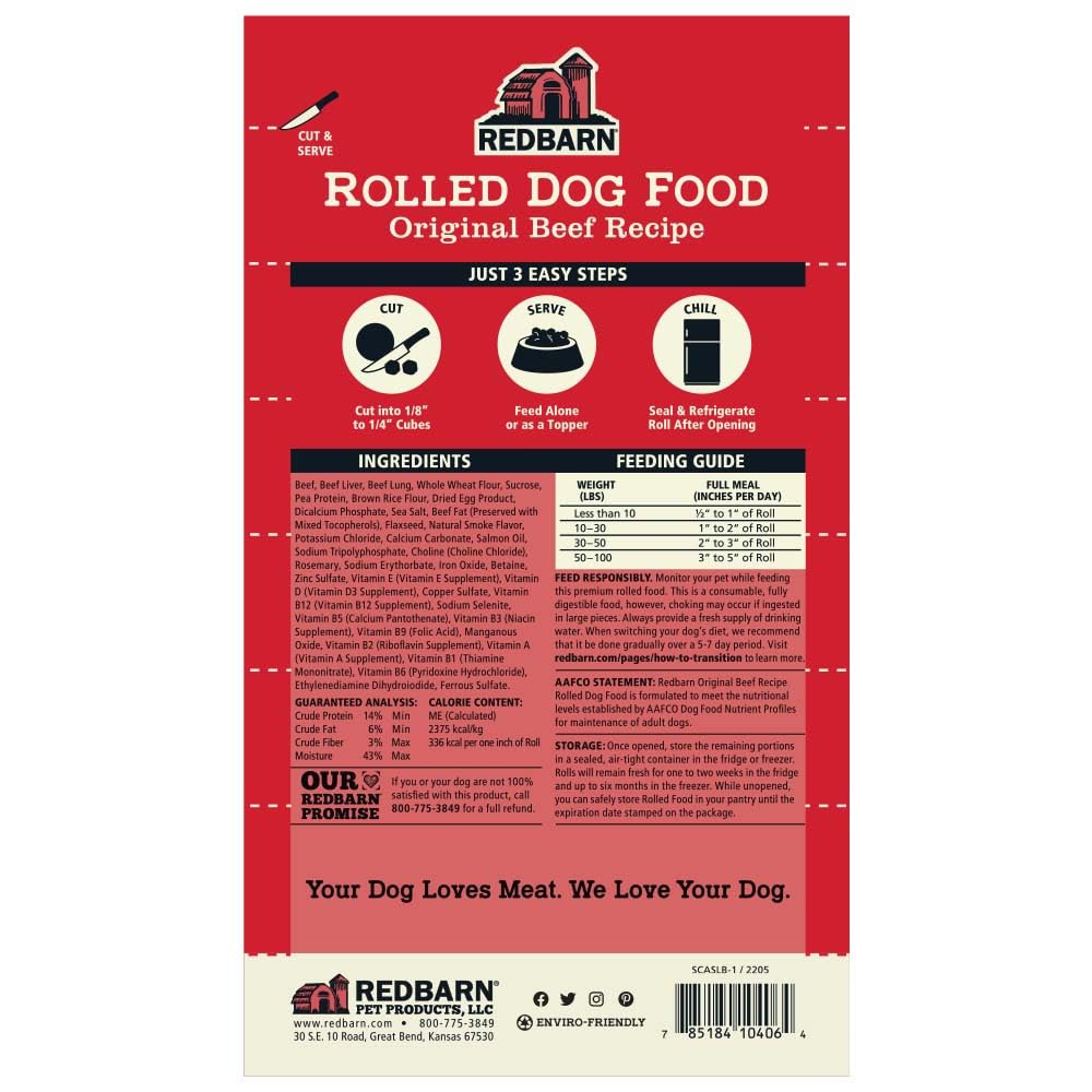 Redbarn Rollos para perros: empaque práctico que no requiere refrigeración