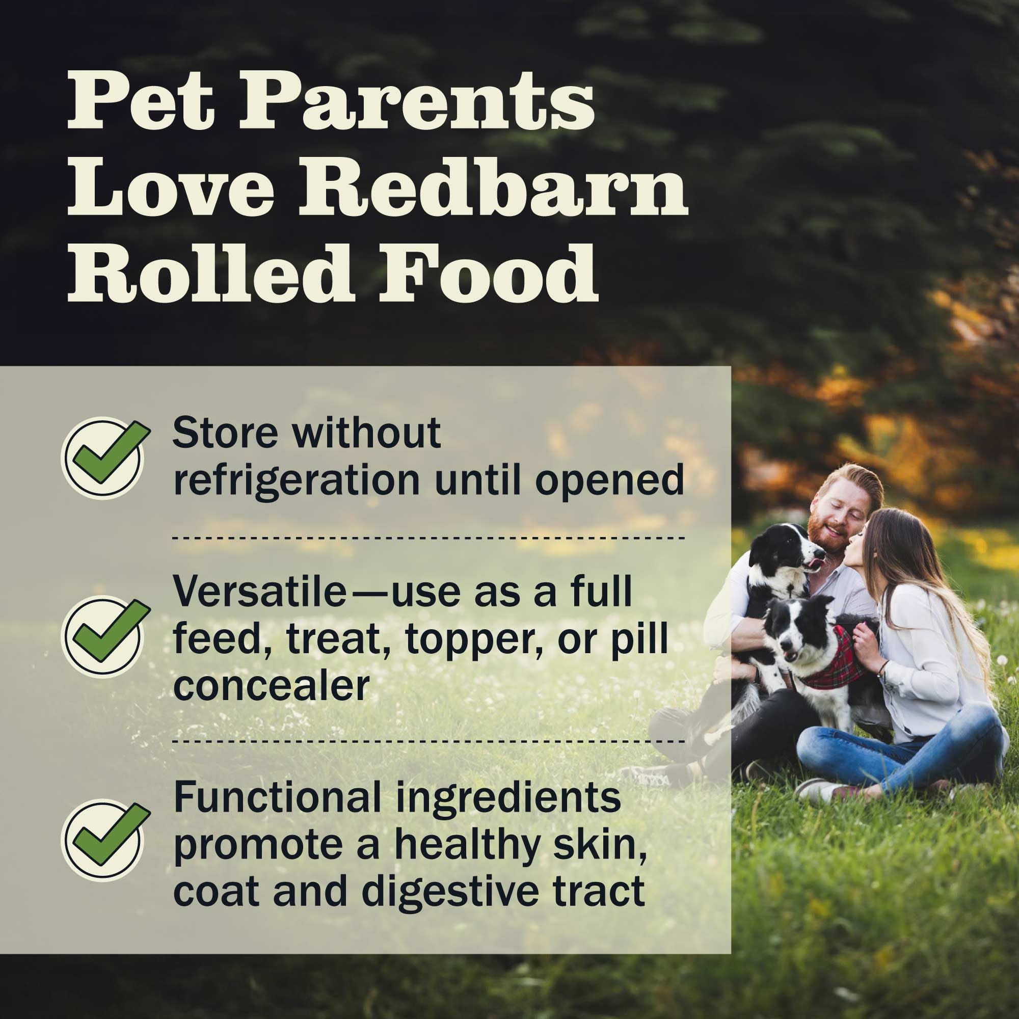 Redbarn Rollos para perros: proteína fresca por rollo para dieta nutritiva