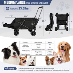 REDCAMP carrito para perros - frenos en ruedas delanteras para estacionamiento seguro.