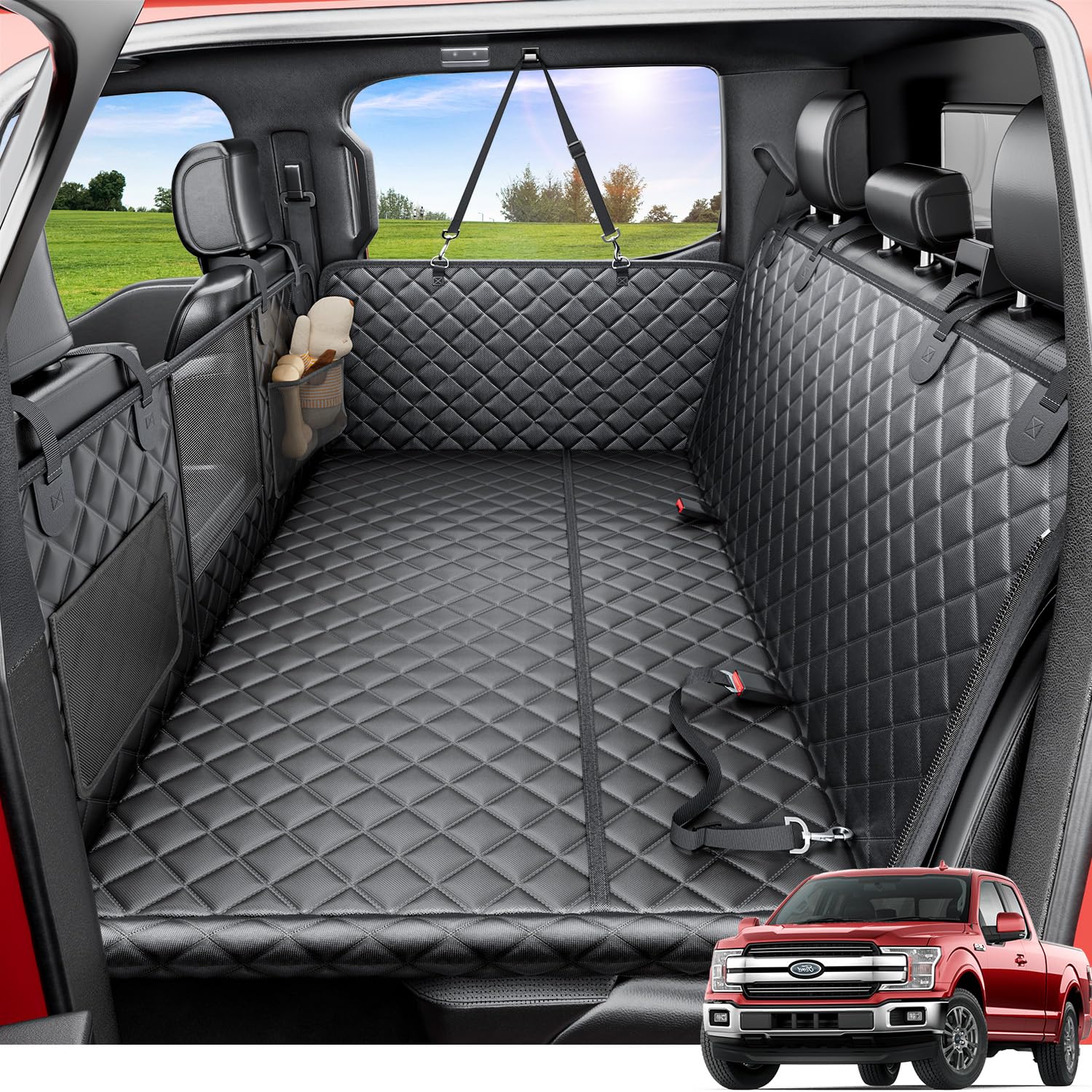 REEVAA cubre asiento trasero, protector impermeable para perros en viajes largos
