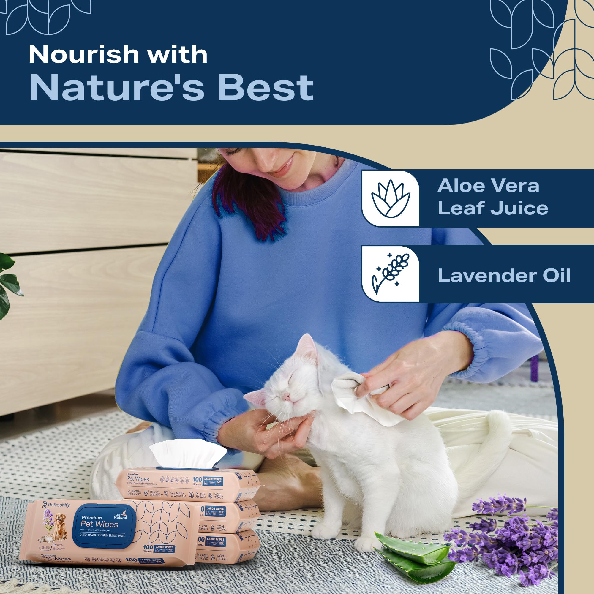 REFRESHIFY fragancia lavanda, aroma calmante para la piel de la mascota.