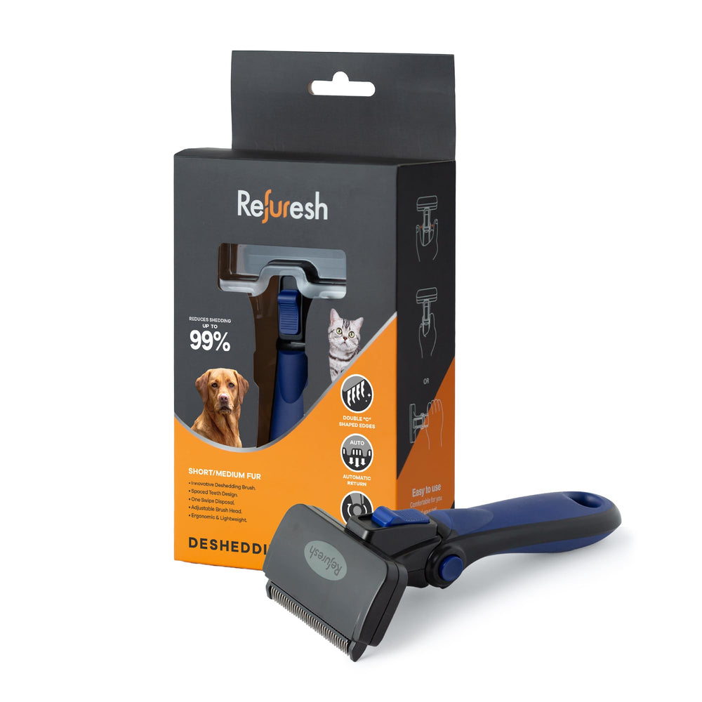 Refuresh Deshedding cepillo para perro corto: elimina pelo suelto y reduce la muda sin dañar el pelaje.