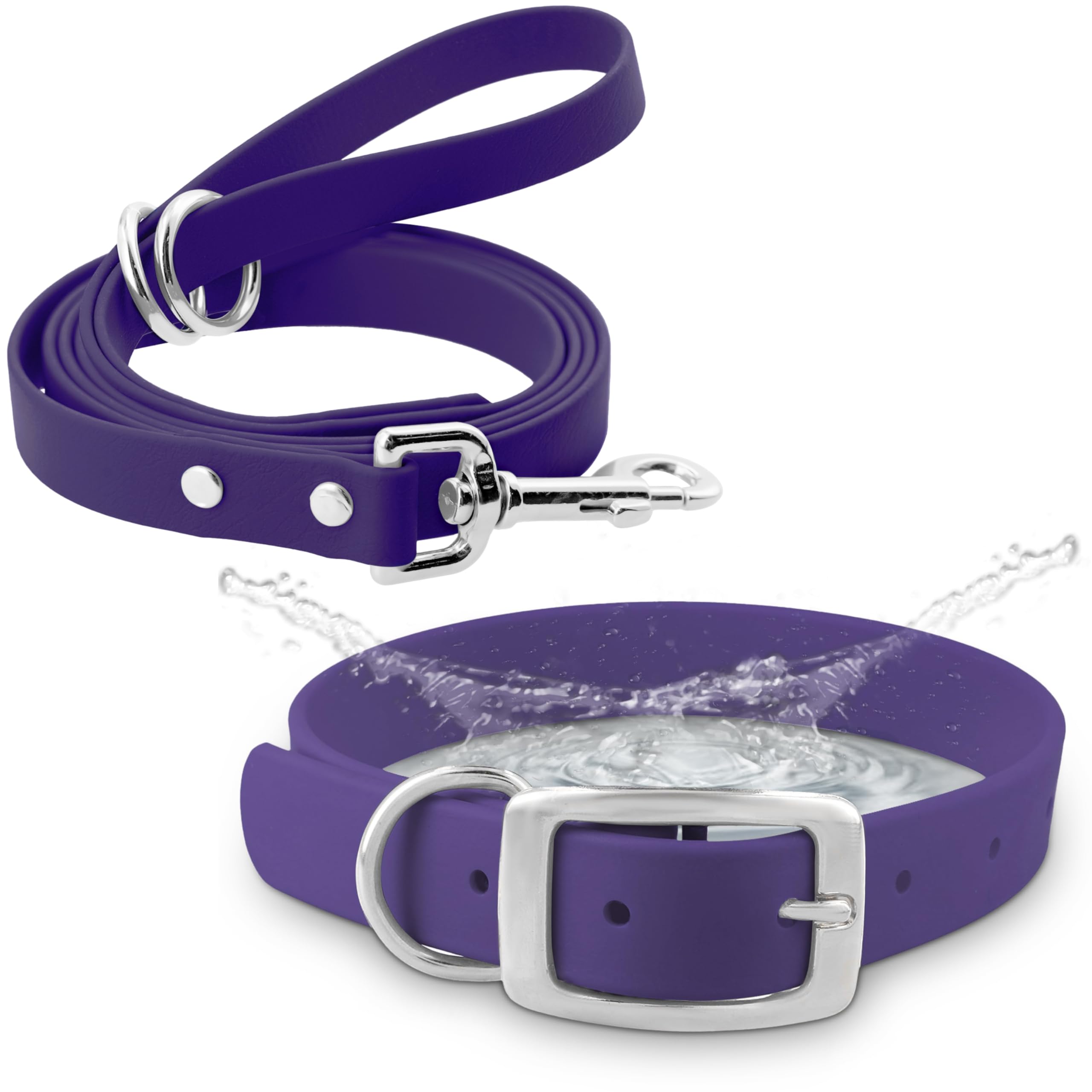 Regal Dog Products: collar impermeable morado mediano ideal para paseos diarios.