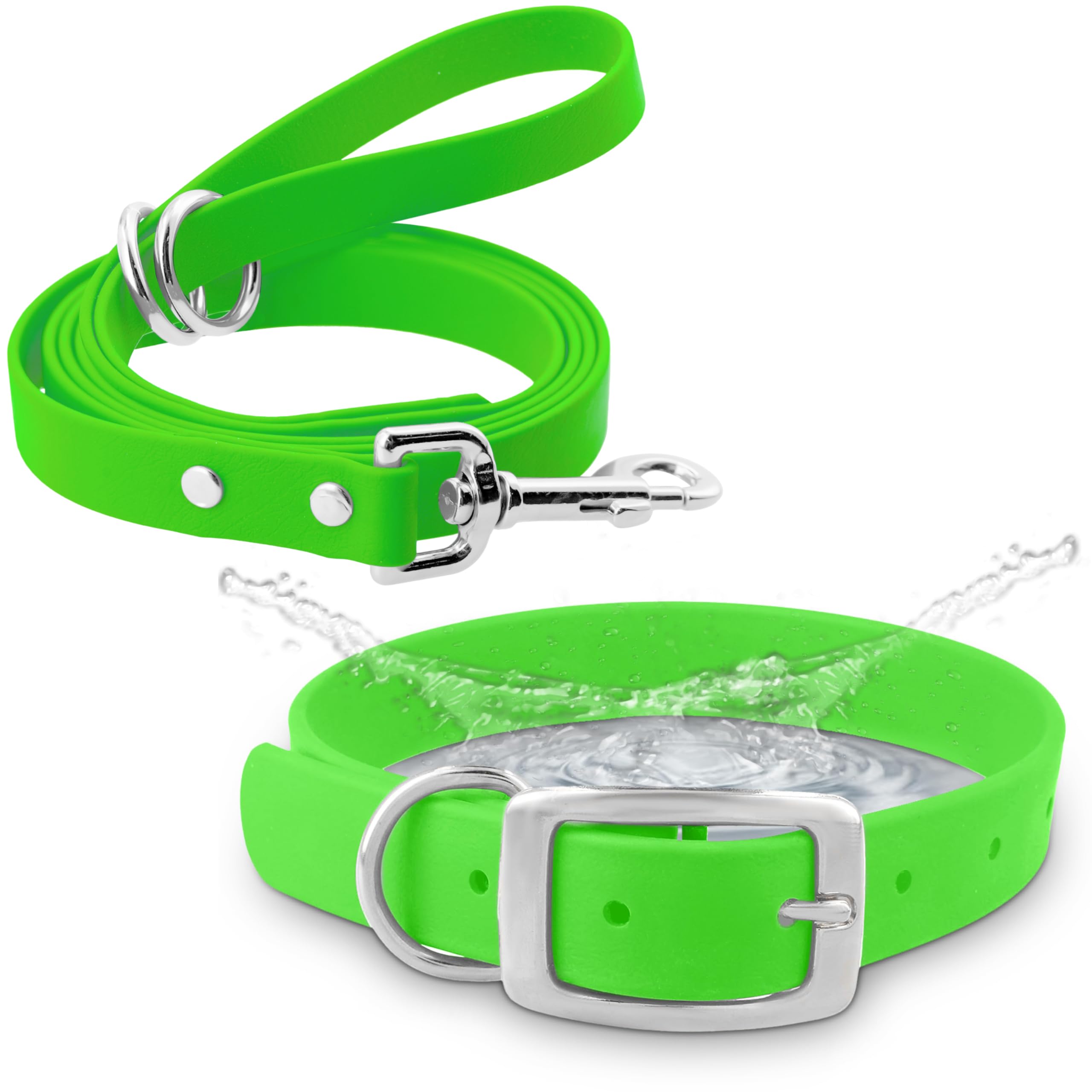 Collar Regal Dog Products verde claro para perros, ideal para paseos al aire libre.