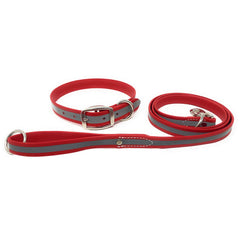 Regal Dog Products collar reflectivo rojo impermeable, ideal para paseos nocturnos.