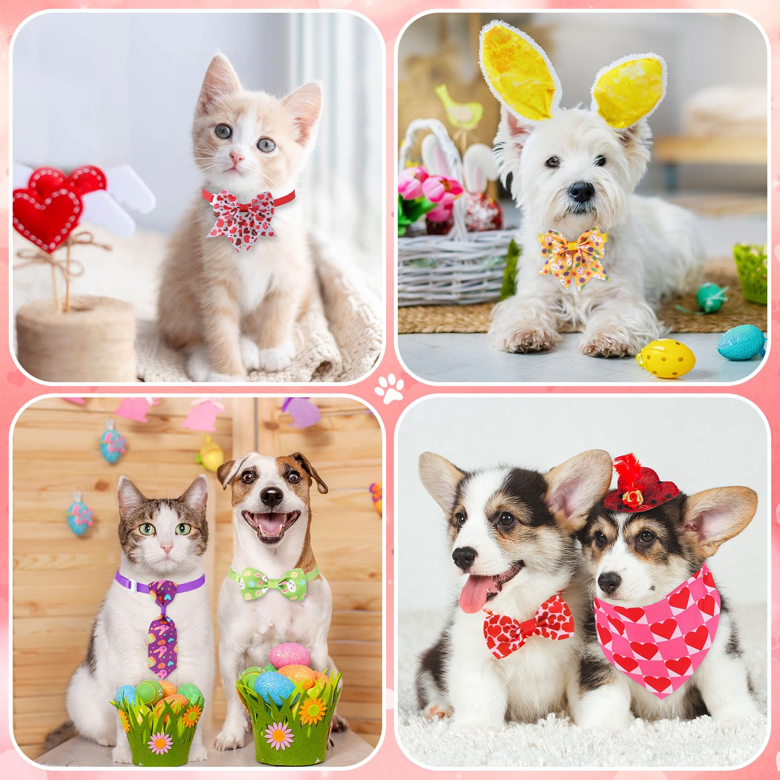 Accesorios Reginary para paseo y cuidado de mascotas, conjunto completo de bandanas y lazos