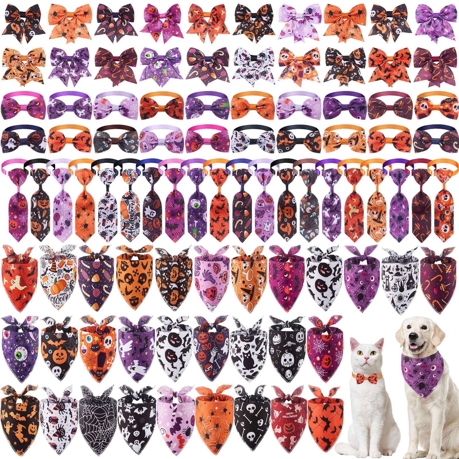 Reginary bandanas Halloween para perros, diseño triangular multicolor, ideal para salidas
