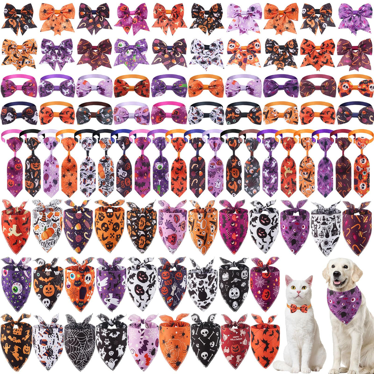 Reginary bandanas Halloween para perros, diseño triangular multicolor, ideal para salidas