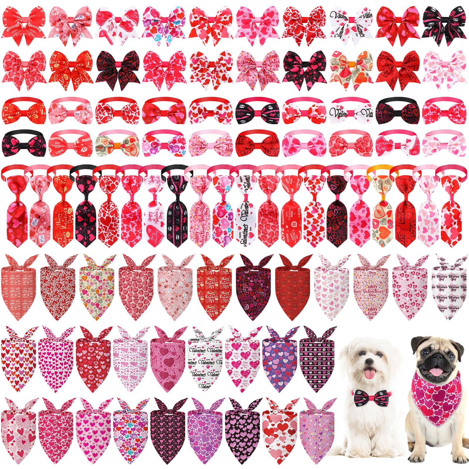 Bandana Reginary para perro con corazones, ideal para Día de San Valentín