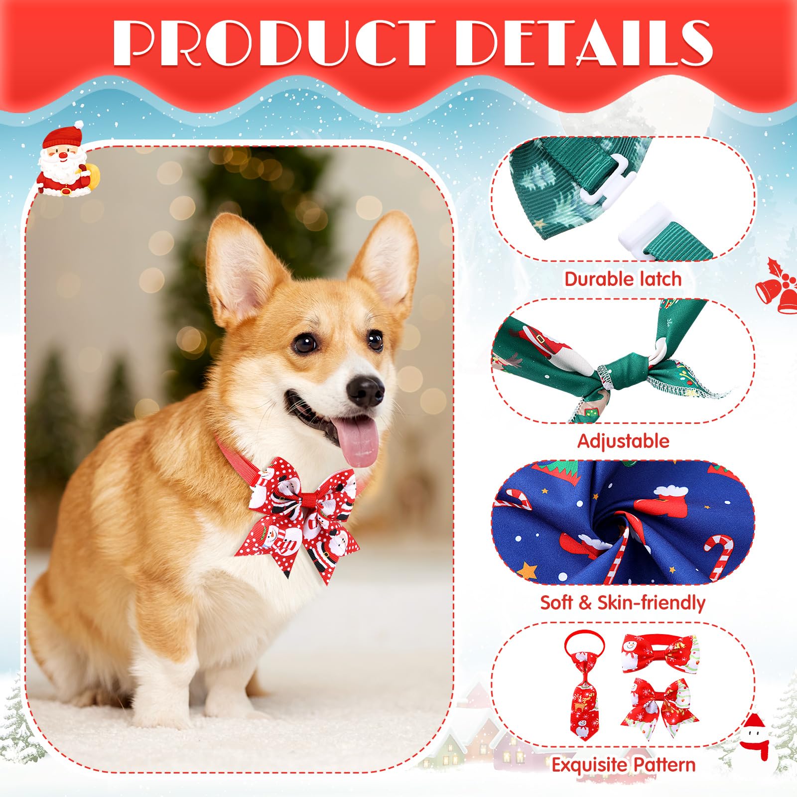 Reginary corbatines ajustables para perro, 20 piezas, fáciles de poner para salidas diarias.