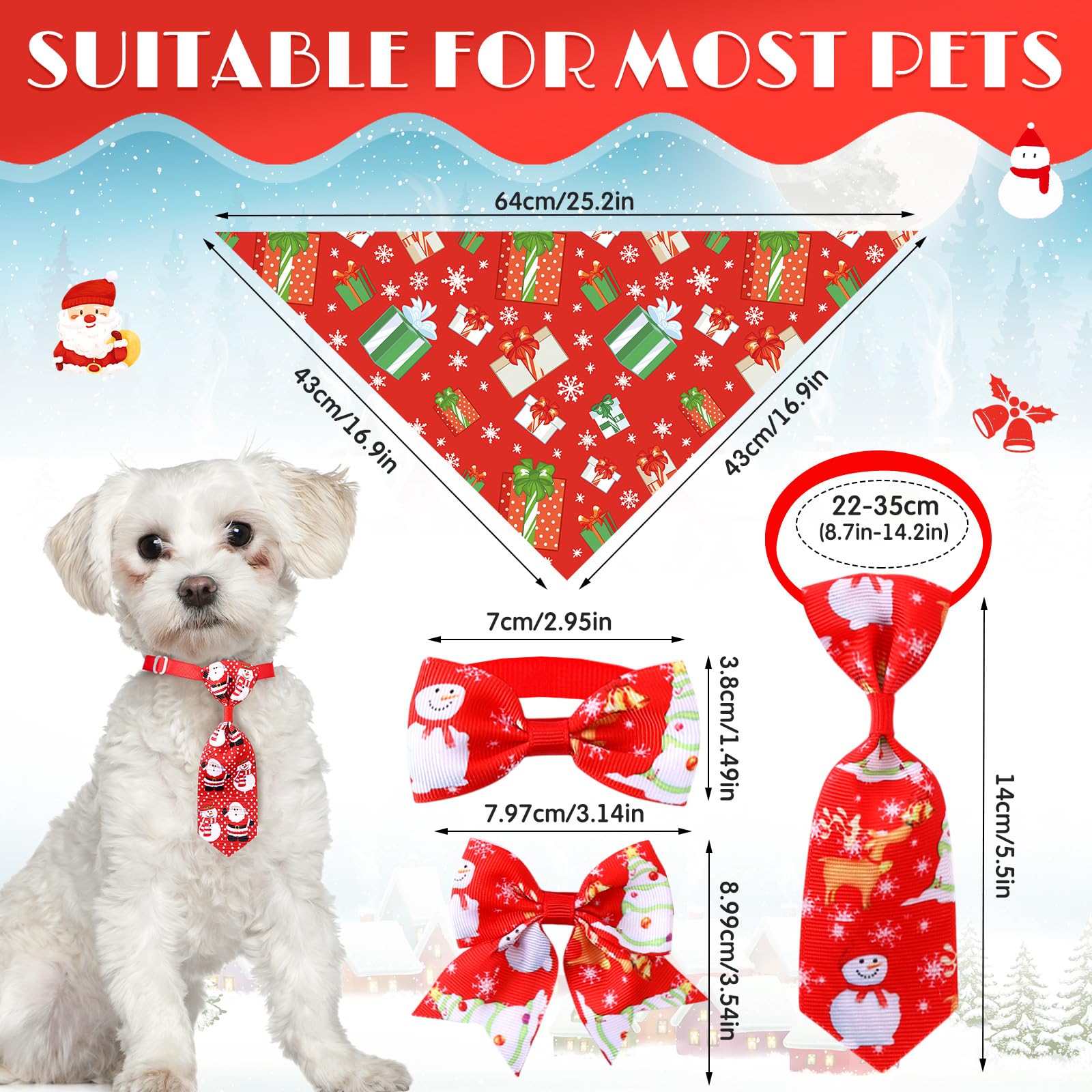 Reginary lazos para perro, corbatas navideñas, 20 piezas, perfectas para eventos y regalos.