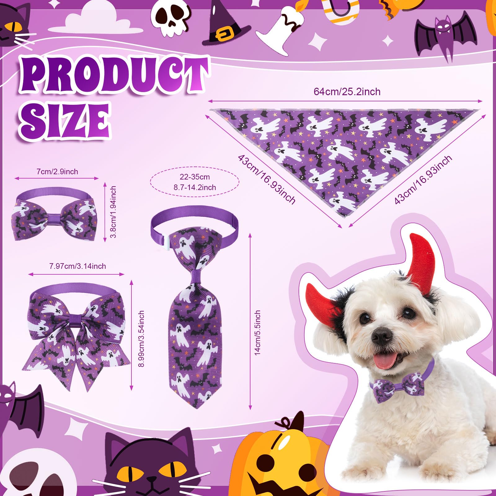 Reginary lazos para perros Halloween, diseño vistoso, perfecto para reuniones y fotos