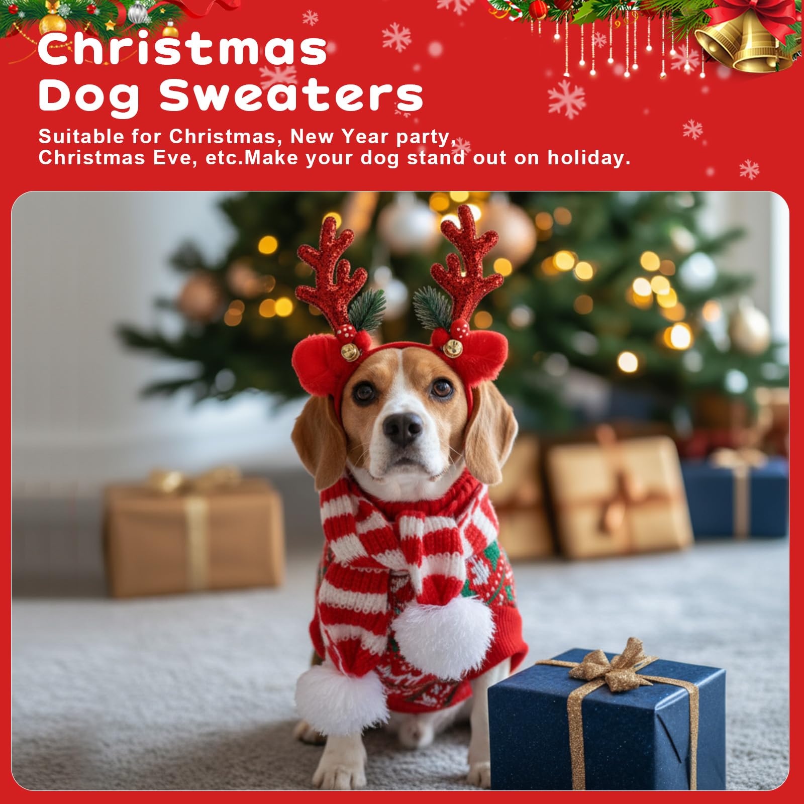 Reginary pañuelo navideño para perro, accesorio suave para completar el look festivo.