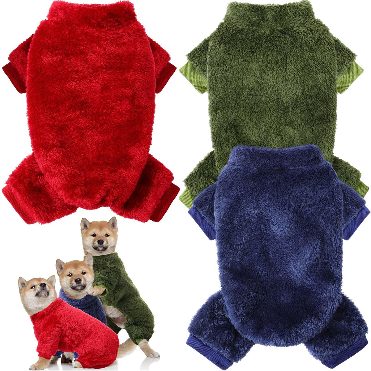 Reginary pijamas para perros, conjunto de 3 piezas para paseos invernales cálidos.