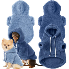 Reginary sudadera para perro con capucha peluche de doble cara para perro azul oscuro, abrigada.