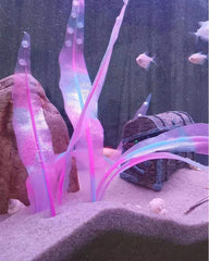 REIRQIE kelp de silicona rosada para acuario, decoración flexible y atractiva.