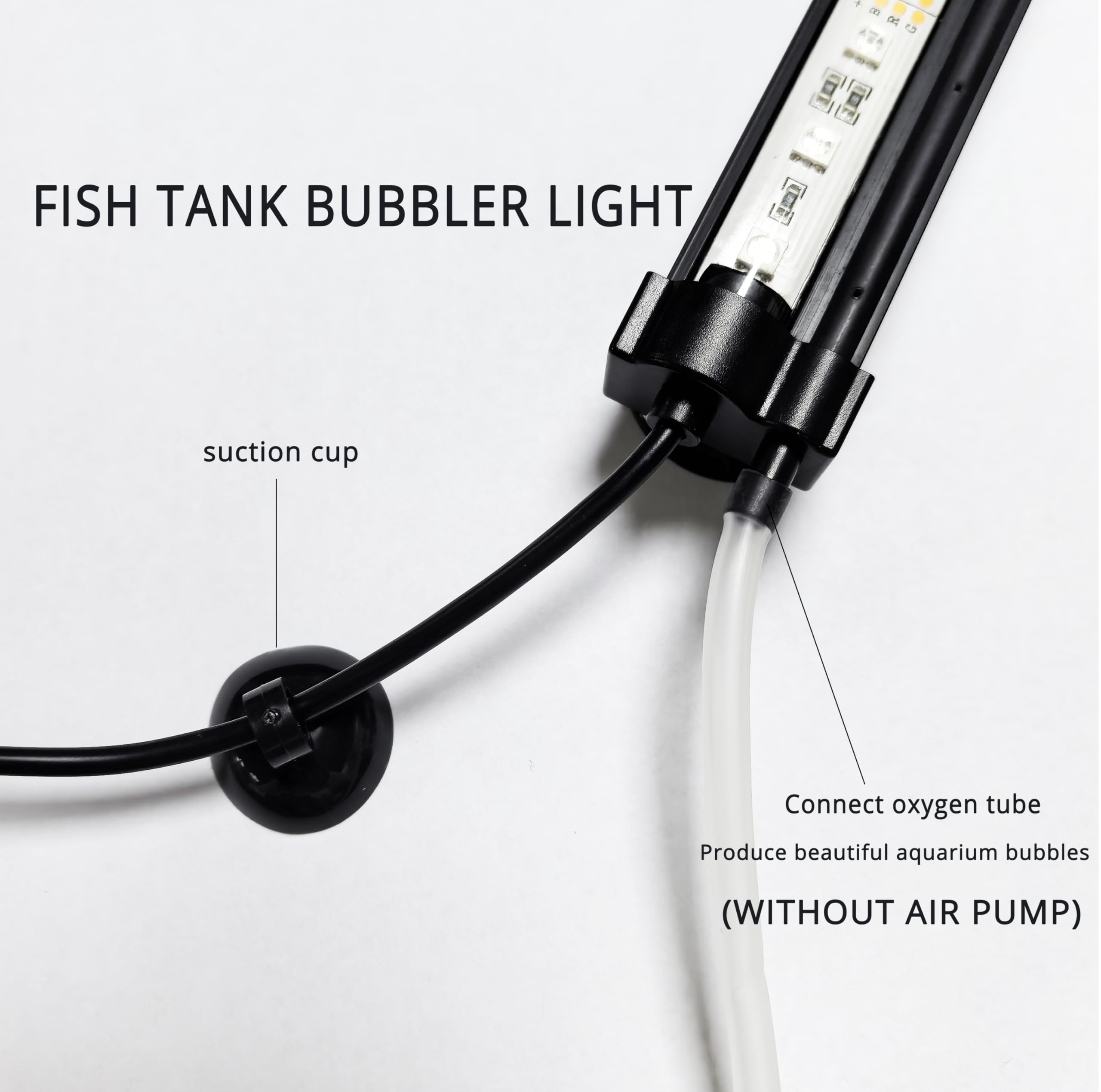 Luz REIRQIE para acuario con ventosas removibles se fija en fondo o tapa.