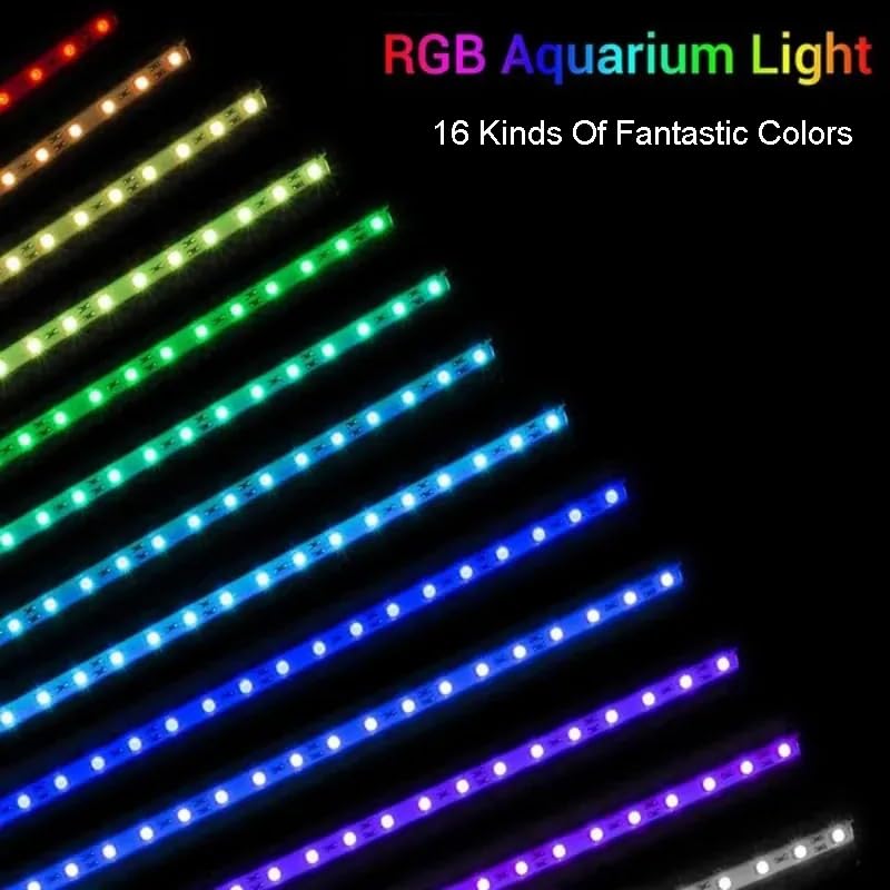La luz LED REIRQIE cambia colores para crear escenas diurnas en el acuario.