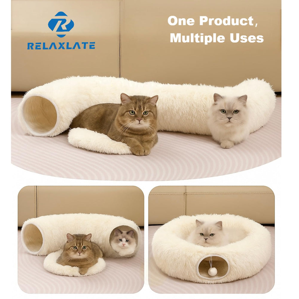 RELAXLATE túnel para gatos en interiores, diseño versátil para exploración.