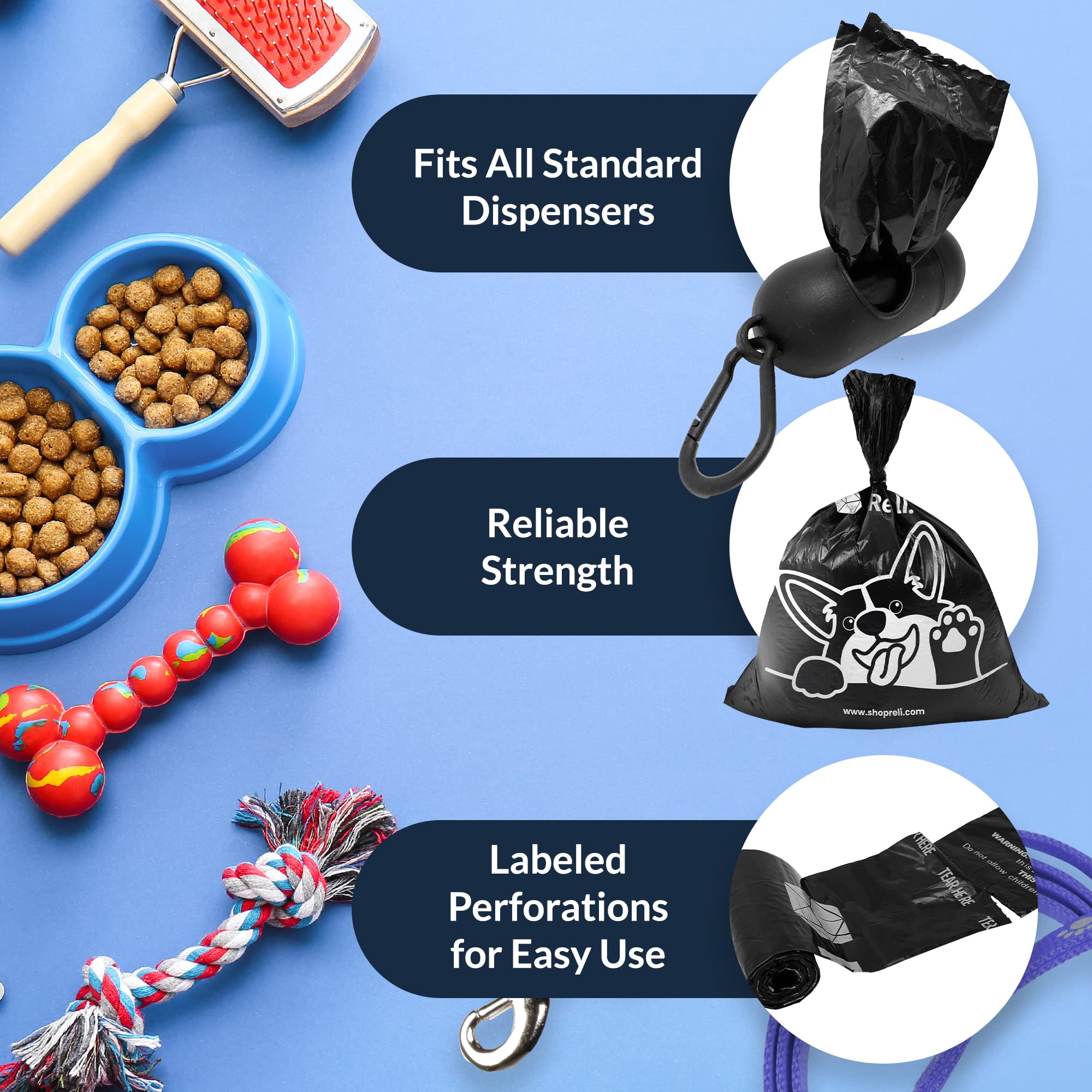 Reli bolsas para perros color negro, destinada a uso diario al aire libre.