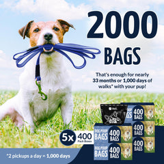 Reli bolsas para perros en paquete de 2000, ideal para caminatas largas.