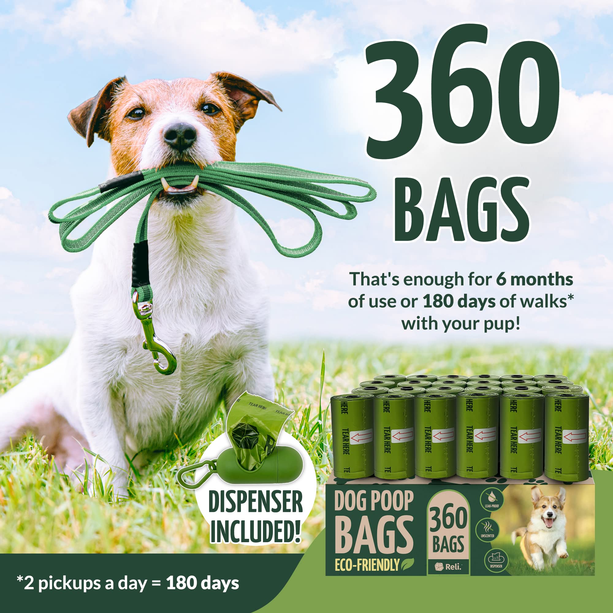 Reli bolsas para perro grandes 9x13 con dispensador en acción.