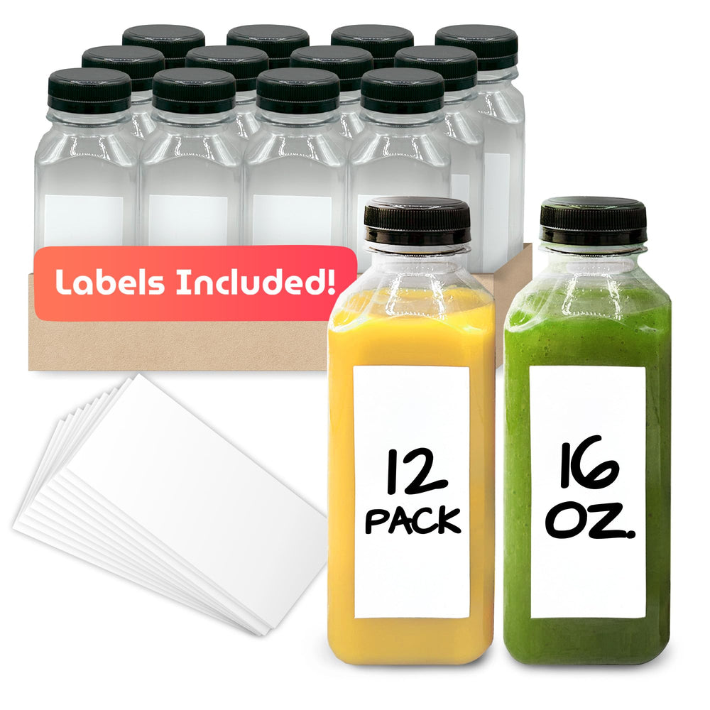 Reli botellas de jugo 16 oz cuadradas listas para jugos caseros