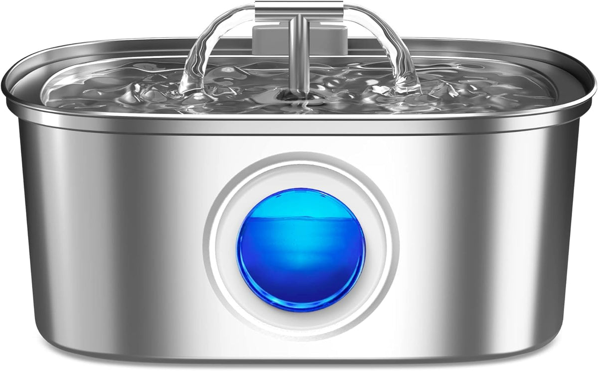 Rellaty fuente de agua para gatos en acero inoxidable, con capacidad 108oz para hidratación sostenida.