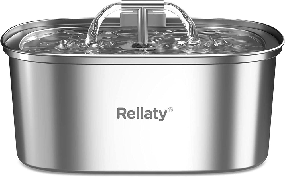 Fuente Rellaty en acero inoxidable, seguridad y durabilidad para gatos.