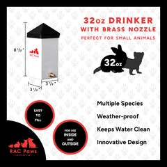 Boquilla de latón duradera en RAC Paws facilita hidratación estable.
