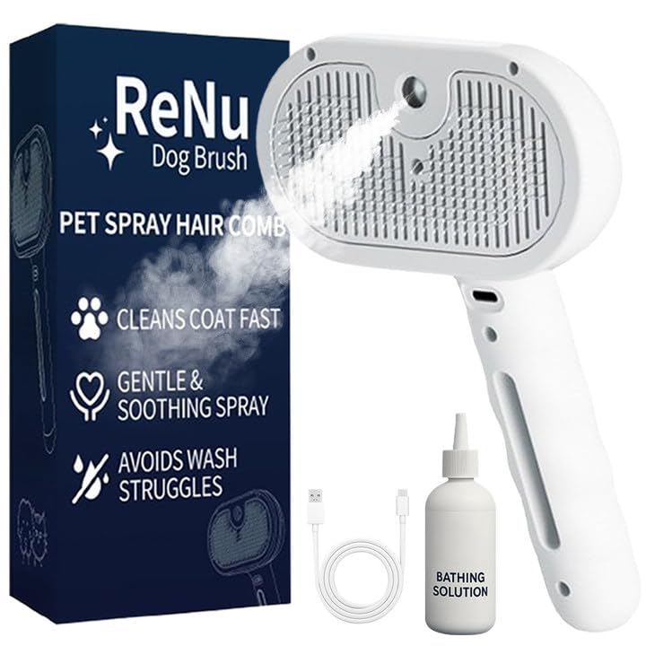 ReNu Dog Brush, cepillo ducha mascotas pelo largo, desenreda y suaviza