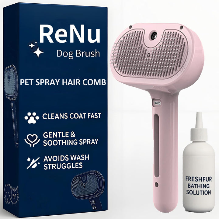 ReNu Dog Brush en la ducha 3-en-1 para baño y peinado de perros.