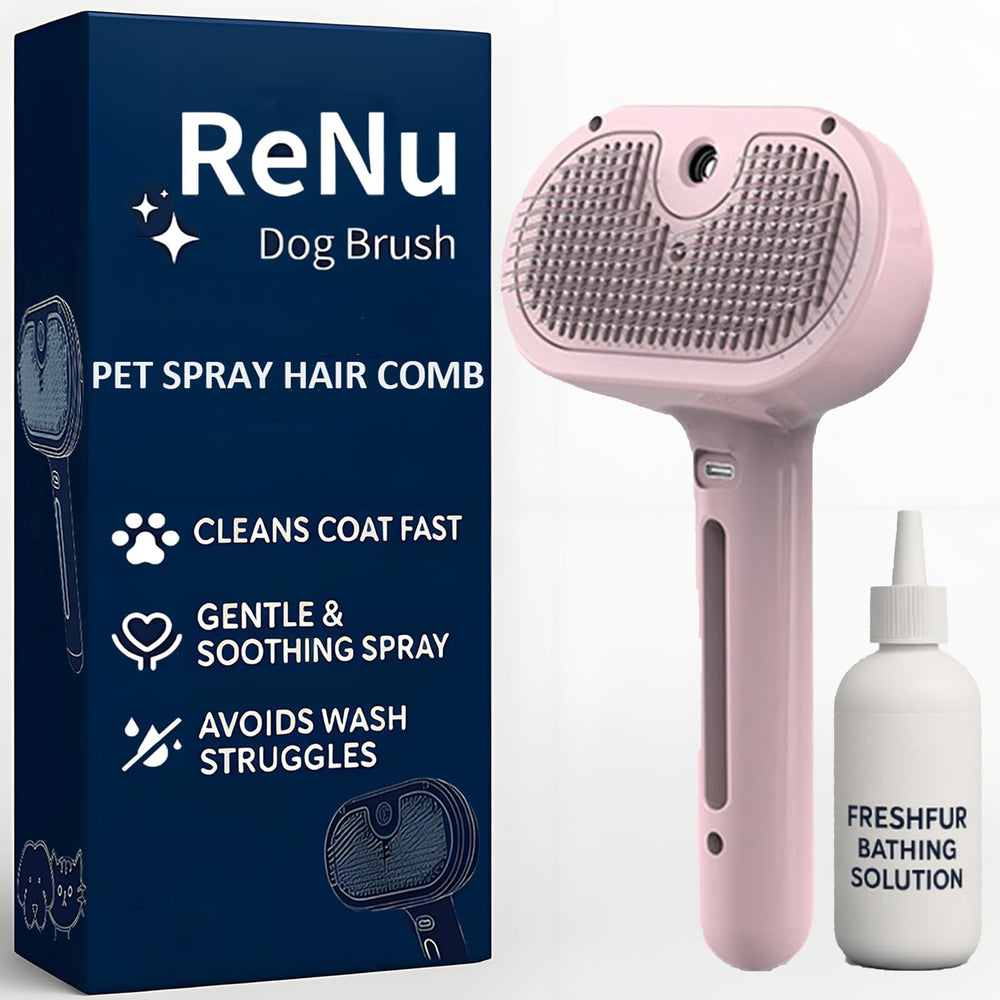 ReNu Dog Brush en la ducha 3-en-1 para baño y peinado de perros.