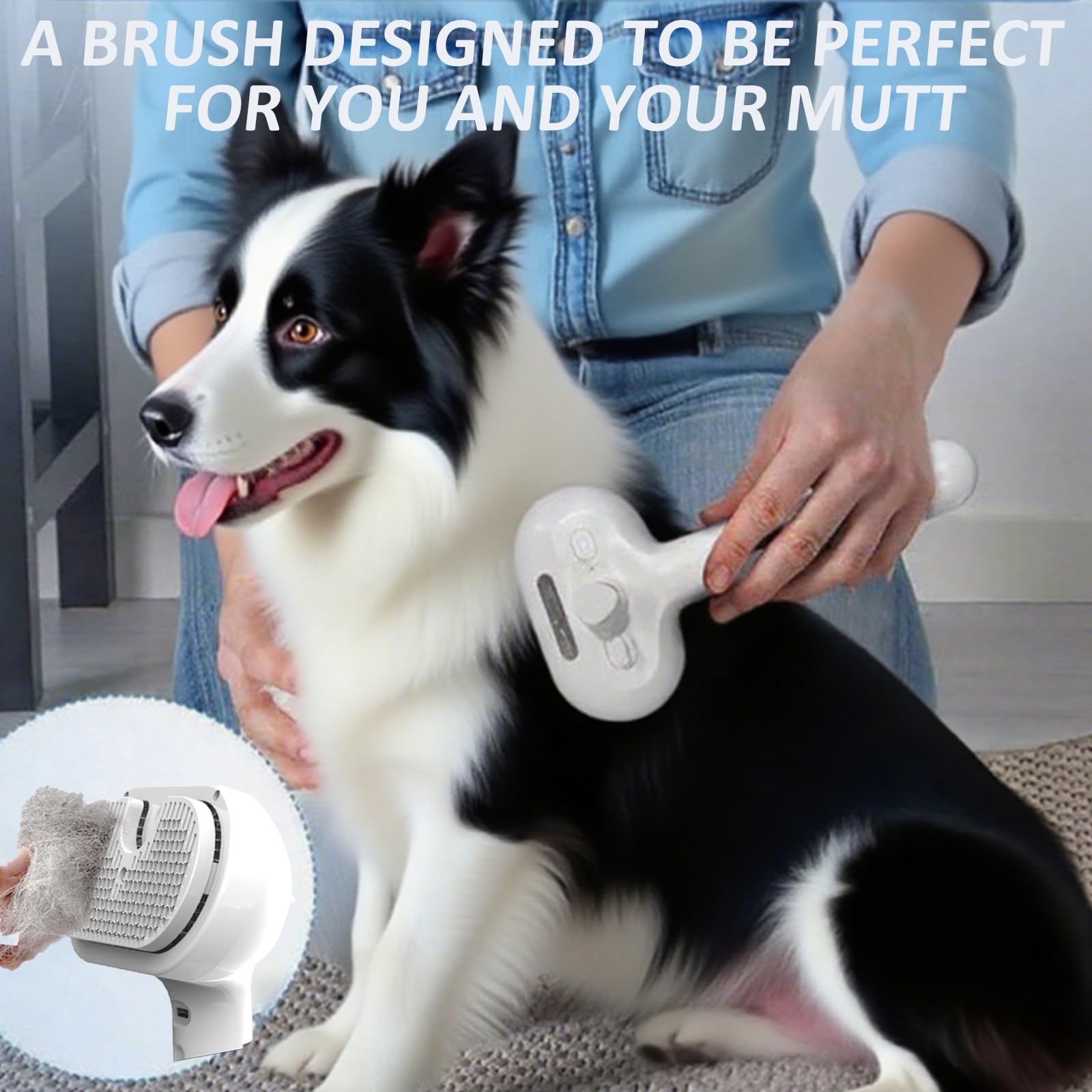 ReNu Dog Brush masajeando la piel y cuidando el pelaje.