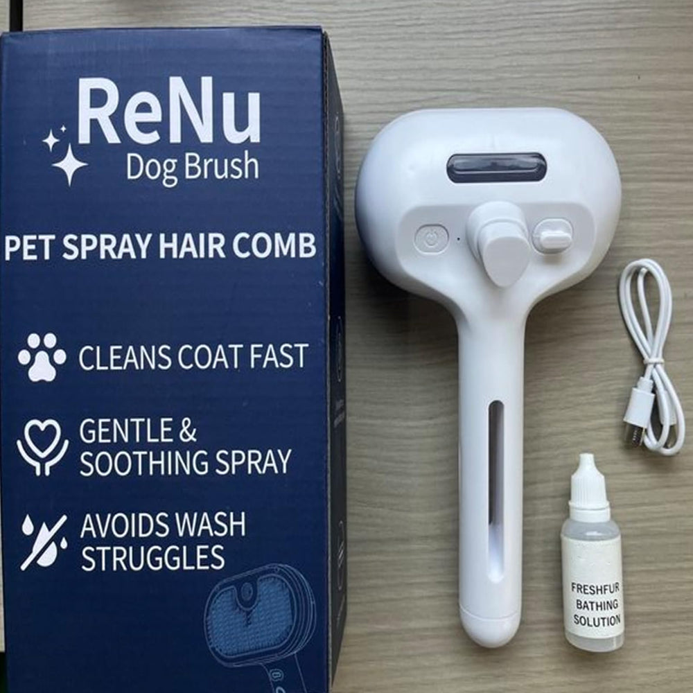 ReNu Dog Brush color rosa, diseño agradable para grooming.