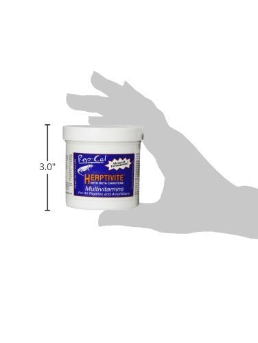 Rep-Cal Herptivite, etiqueta frontal, fórmula natural con vegetación marina para balance nutricional.
