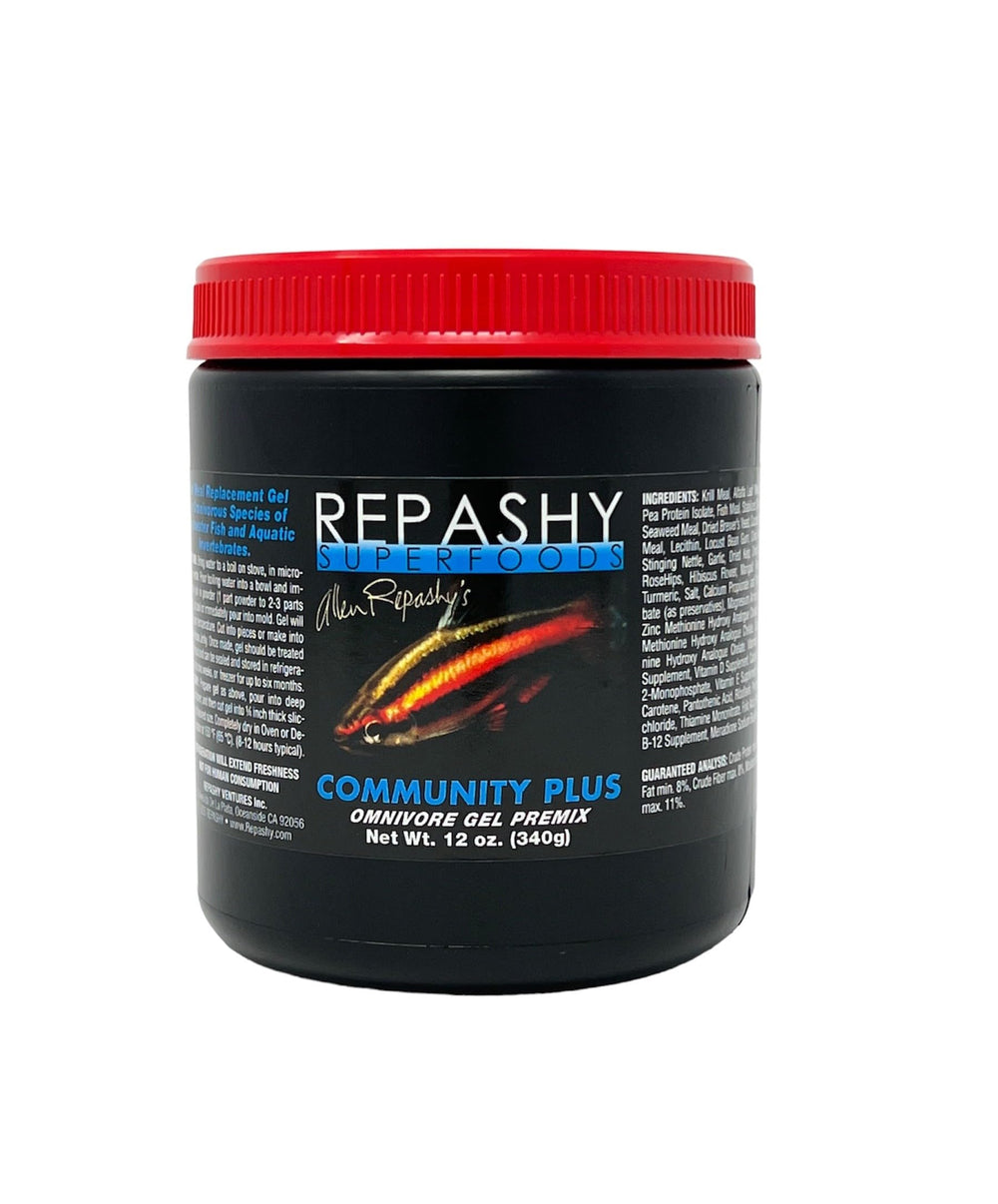 Repashy Community Plus, gel en tarro, ideal para alimentar peces e invertebrados de forma práctica.