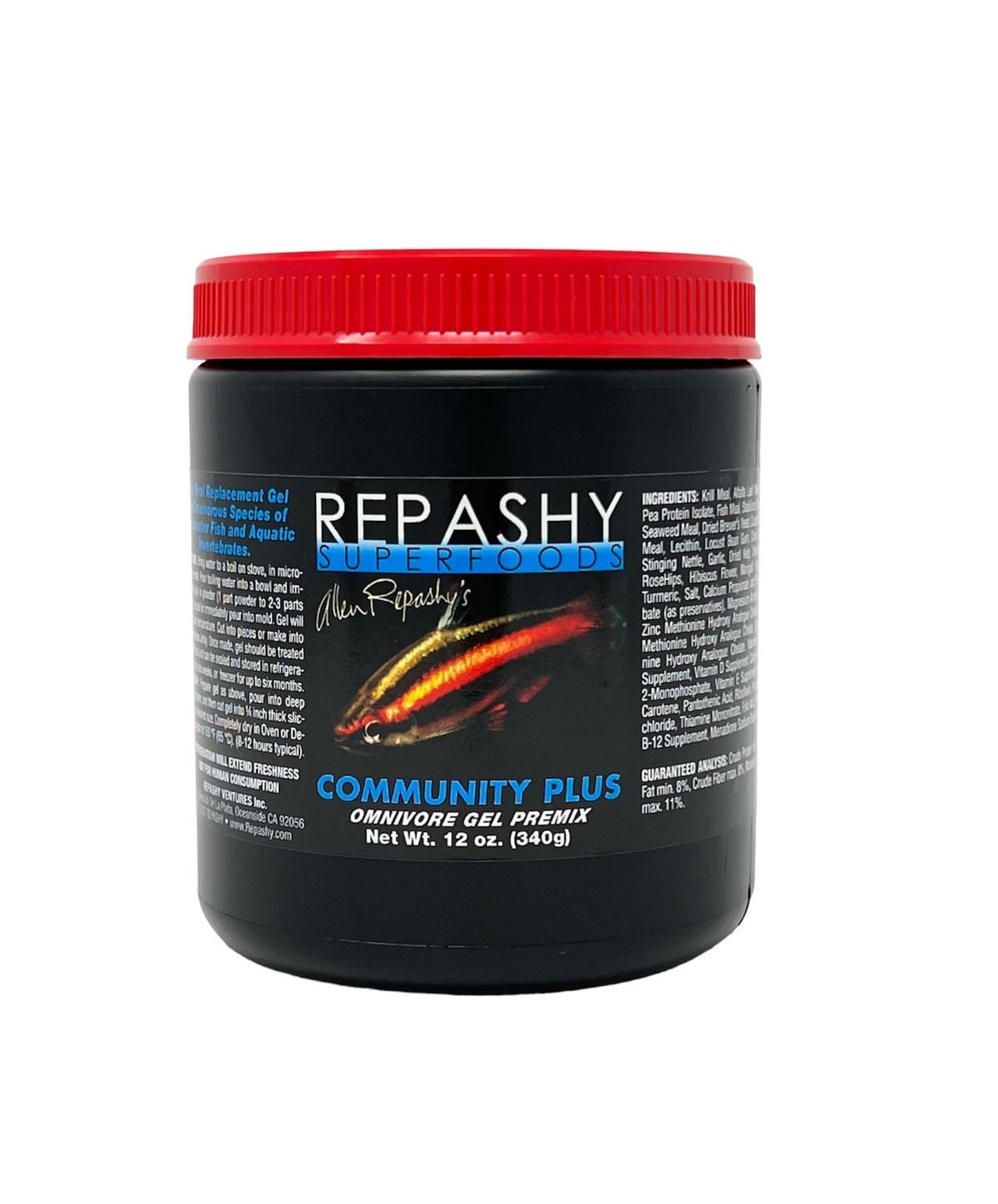 Repashy Community Plus, gel en tarro, ideal para alimentar peces e invertebrados de forma práctica.