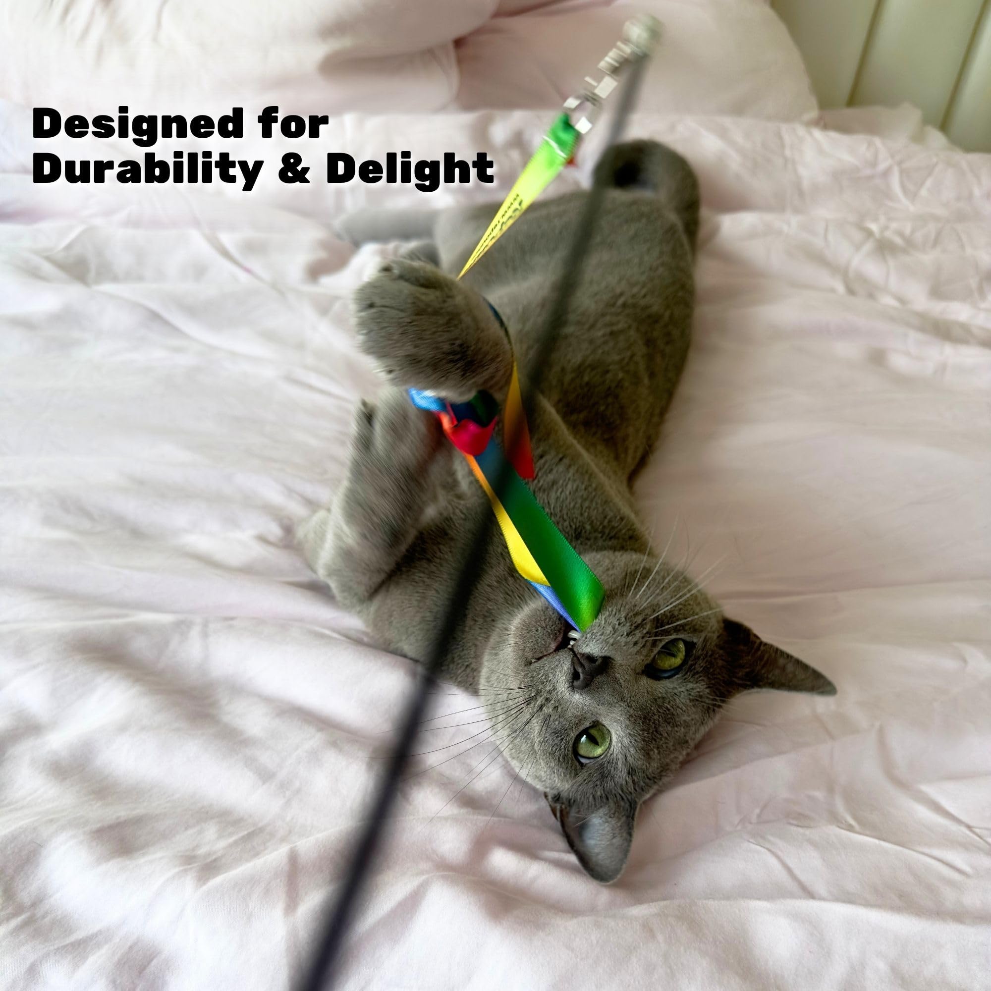 Cintas sedosas de Repounce para juegos de gatos, estimulan la exploración y el ejercicio.