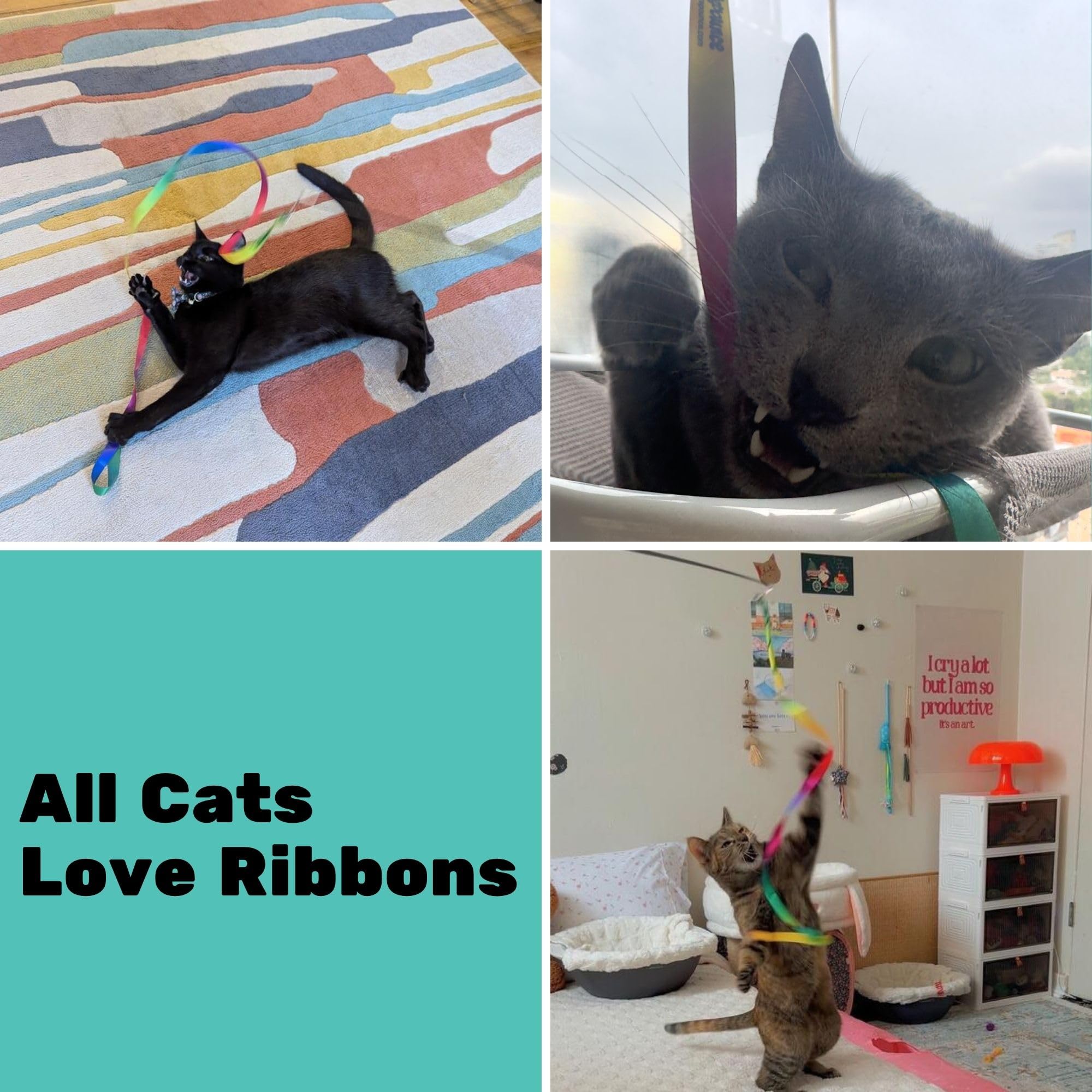 Estimulación interactiva para gatos en casa con accesorios arcoíris de Repounce.