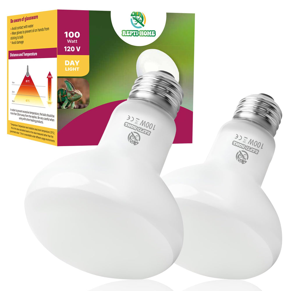 REPTI HOME bombilla calor 100W con luz solar natural para reptiles, ideal para calentamiento.