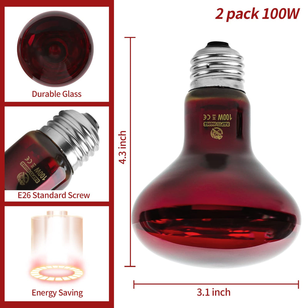 REPTI HOME bombilla calor infrarroja 100W para coop de pollos, calor seguro.