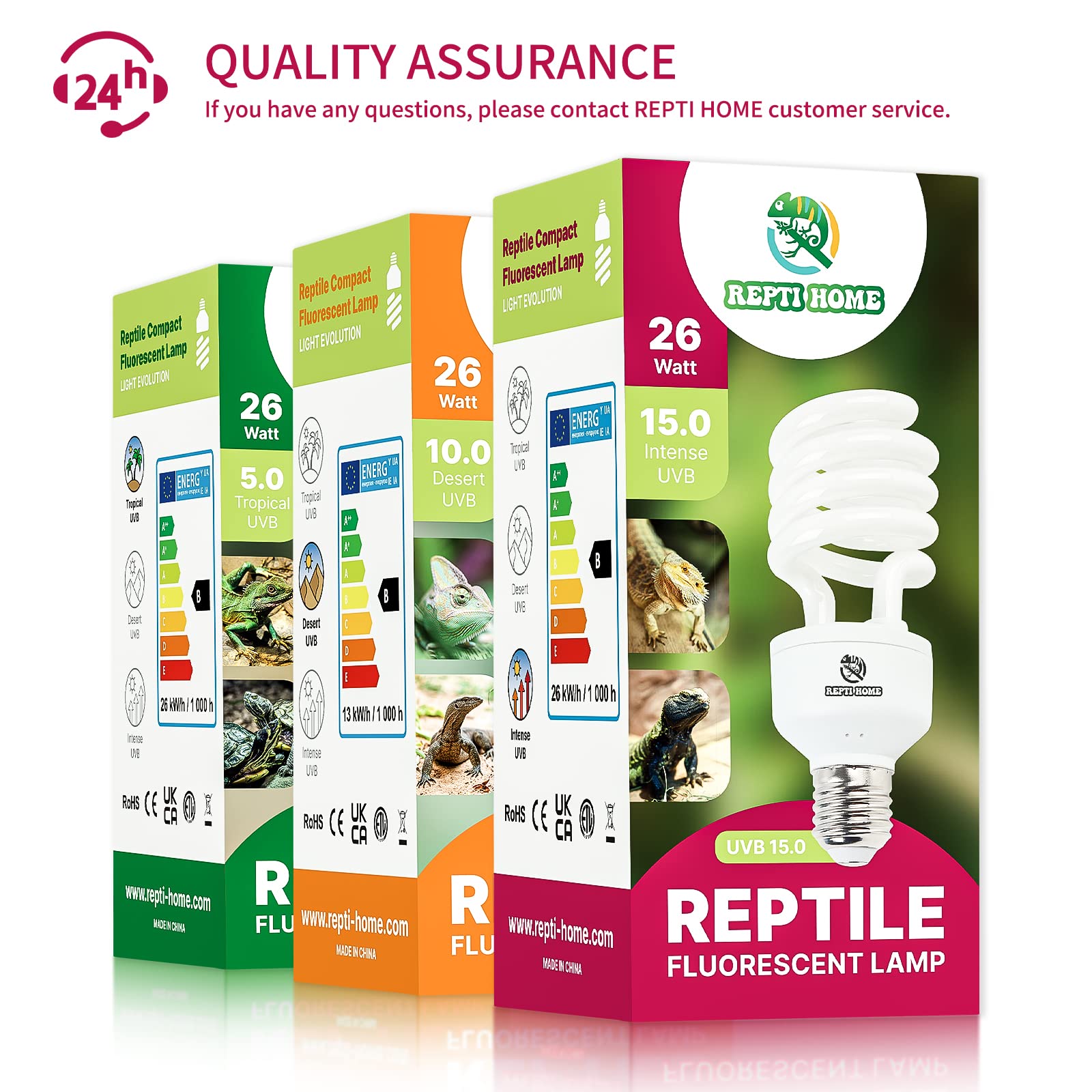 Bombilla REPTI HOME UVB 15-0 compatible con E26 para instalación fácil